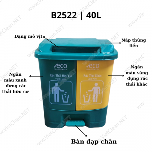 Thùng rác 2 ngăn phân loại rác