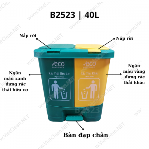 Thùng rác 2 ngăn phân loại rác