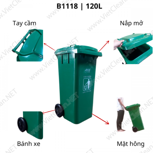 Thùng rác nhựa 120 lít