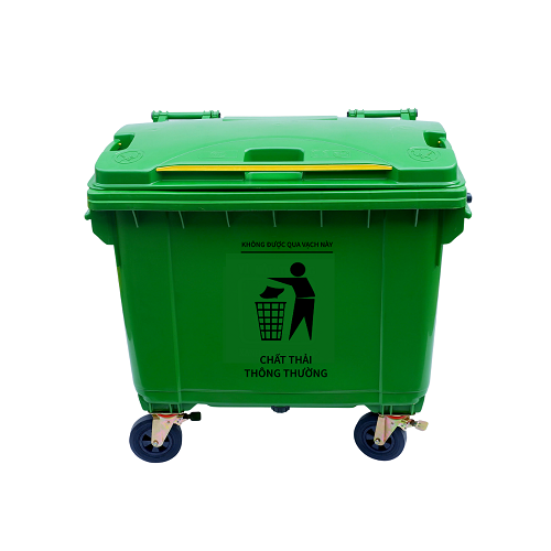 Thùng rác y tế 660L màu xanh